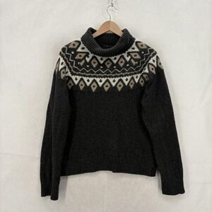 Everest Designs Sweater Womens Small Gray Wool Nylon Fair Isle Turtleneck Ski